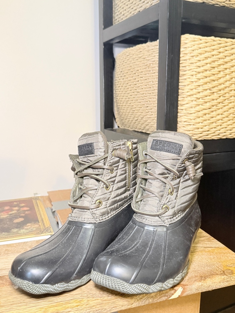 Sperry Olive and Black Waterproof Winter Duck Boots